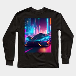 Asian Neon Velocity: Futuristic Thrill Ride Long Sleeve T-Shirt